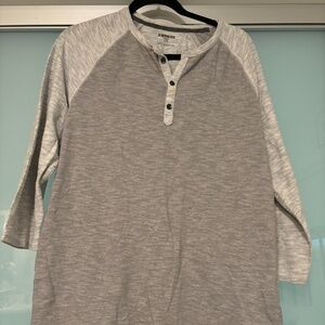 Express larger men’s baseball grey henley 100% cotton